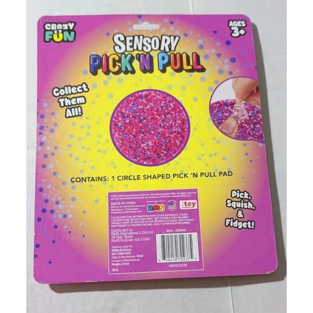 Crazy Fun Sensory Pick 'N Pull Circle Shaped Fidget Toy for Kids Ages 3+ NEW